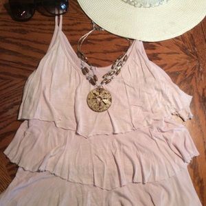 Light pink ruffled spaghetti strap blouse